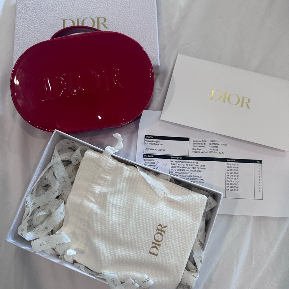 Dior Glossy Red Handbag with Gold Accents